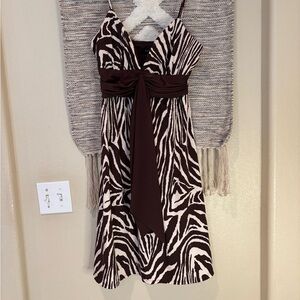 Y2K A.P.N.Y. Zebra Print Dress in Brown and Cream